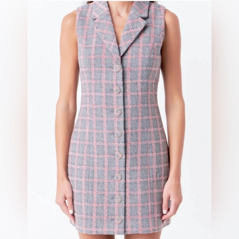 Endless Rose Tweed collared dress NWT